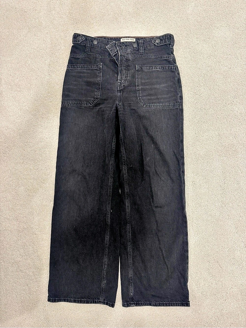 We The Free Marx Slouchy Cargo Jeans Black Waist 28